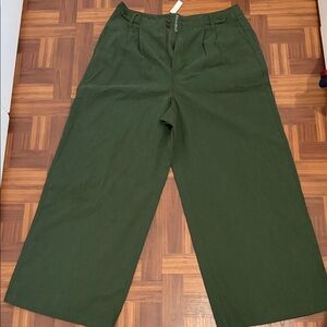 Madewell Wide-Leg Pants in Olive Green